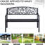 Banc d'extérieur en métal noir de 127 cm (50 po) avec assise à lattes pour jardin, porche, cour, entrée, revêtement antirouille, résistant à l'eau.