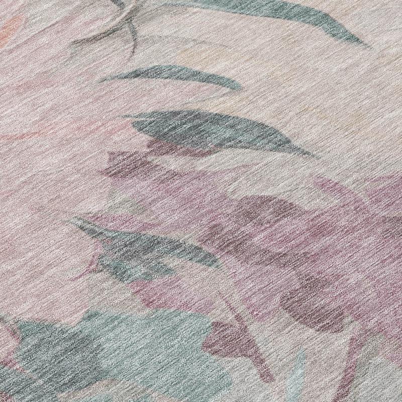 Machine Washable Indoor/Outdoor Jenning ACN2264 Floral Rug, Rectangle 8' x 10'