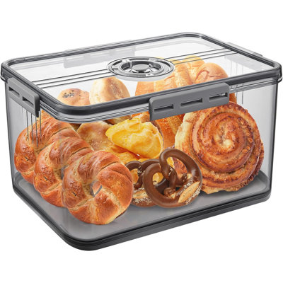 Large Bread Box for Homemade Baked Goods, Time‑Recording Bread Storage Container with Airtight Lid, Cookie Containers for Kitchen Countertop & Pantry,Dark Gray