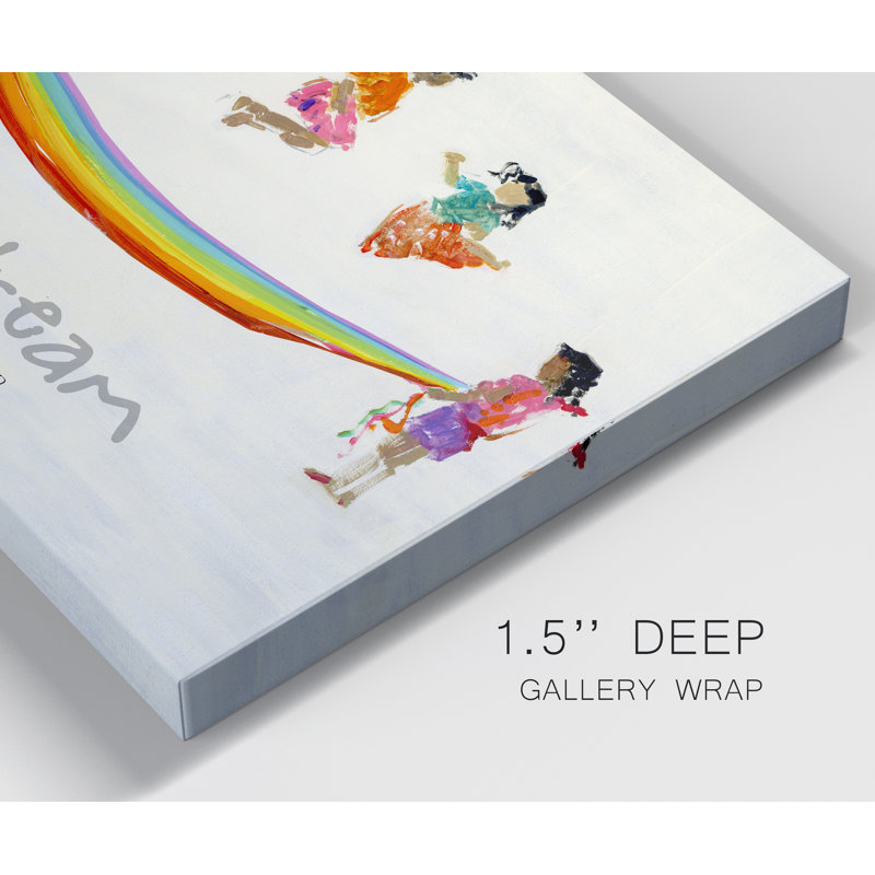 Rainbow Kids We Dream - Reproduction d'art sur toile tendue, H 18 po x l 12 po x P 1 po