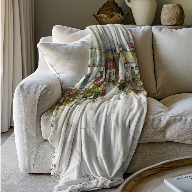 Vibrant Coastal Corners - couverture de qualité supérieure 1 pièce, L 60 po x L 80 po