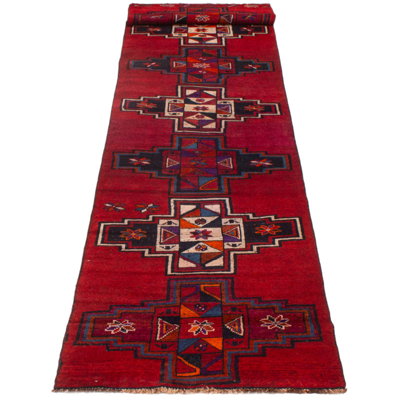 Tapis de couloir unique en laine 3 pi 5 po x 13 pi 3 po Melis Rouge