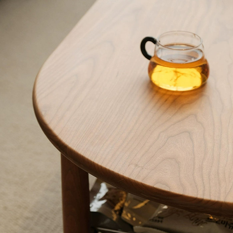 Table basse ovale avec rangement moderne, Brun