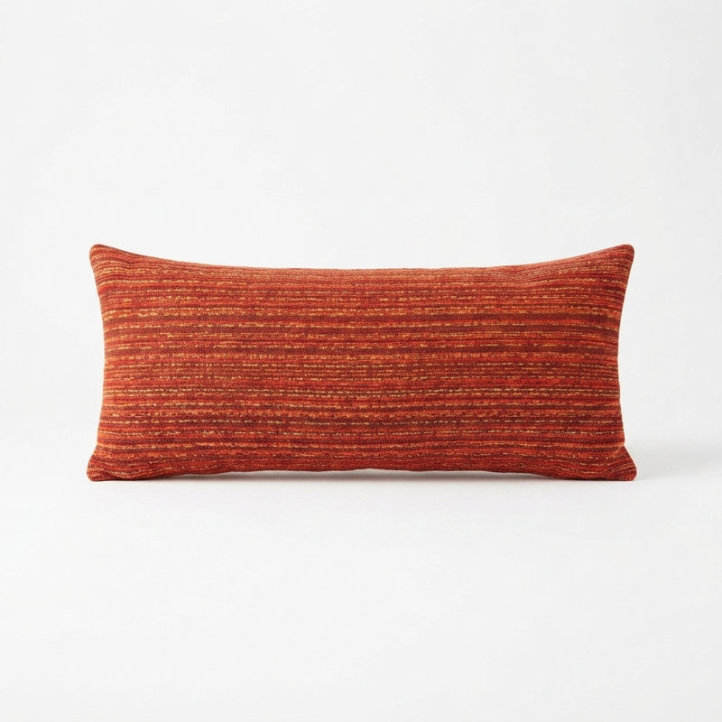 Earth Embroidered Linen Reversible Throw Pillow, 12" H x 20" W