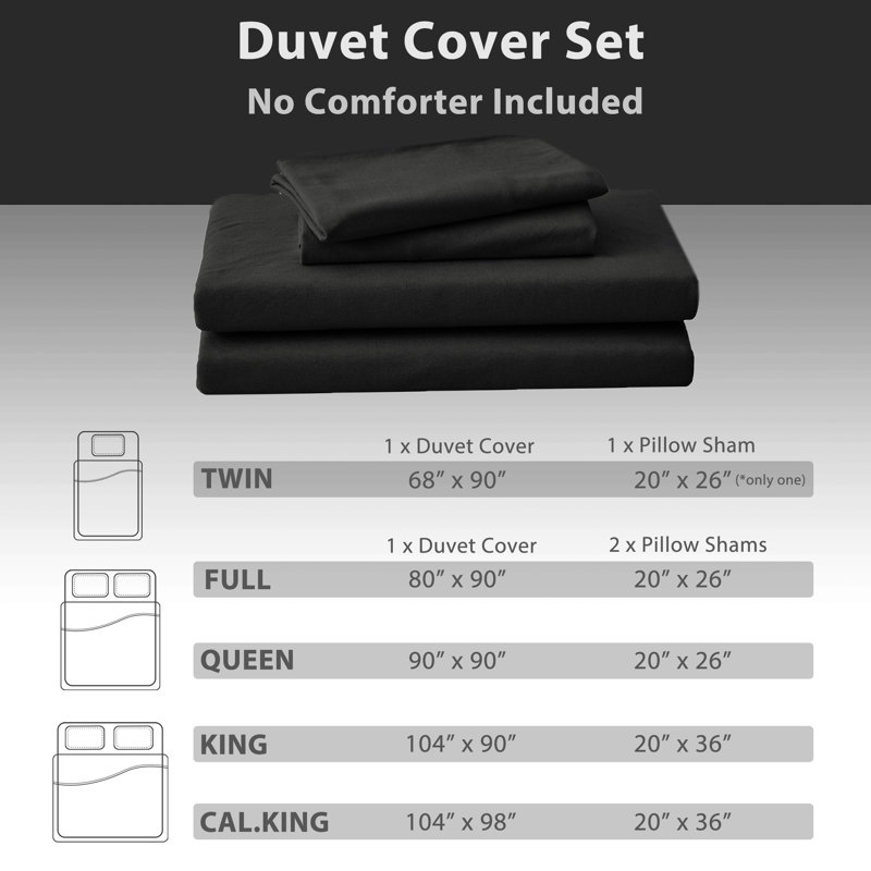 HOME BEDDING Jersey Cotton Duvet Cover Set, Queen Duvet Cover + 2 Standard Shams, Black
