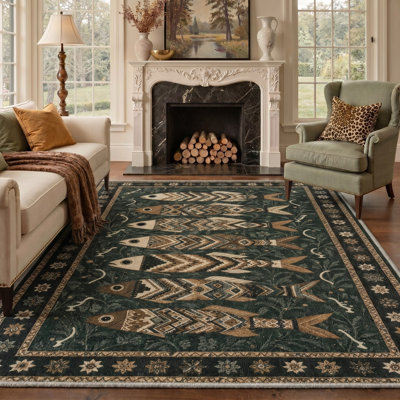Tapis noir lavable avec envers antidérapant Arnella