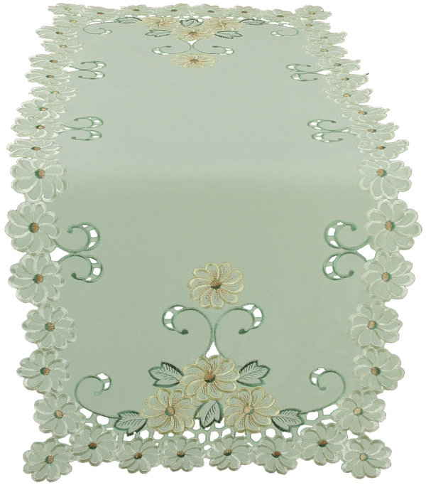 Chemin de table à couper brodé Emerald Daisy