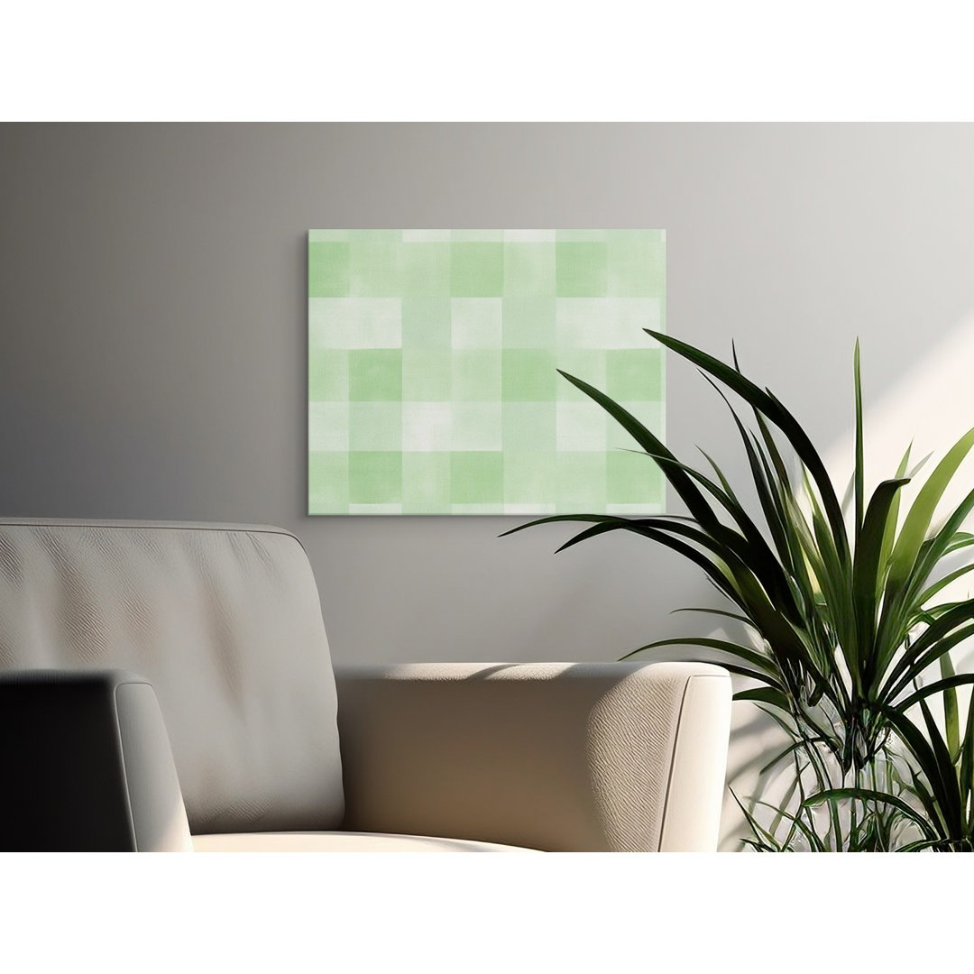 Green Plaid Canvas Wall Art, Modern Abstract Check Pattern Print, Gallery Wrapped Canvas, Ready to Hang, Archival Quality, Statement Piece