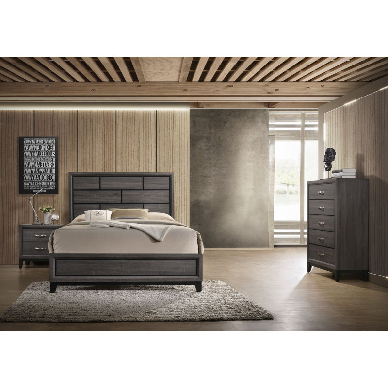 Ensemble de chambre à coucher à panneaux Yadier 3-4_Aubrey, Grand, gris