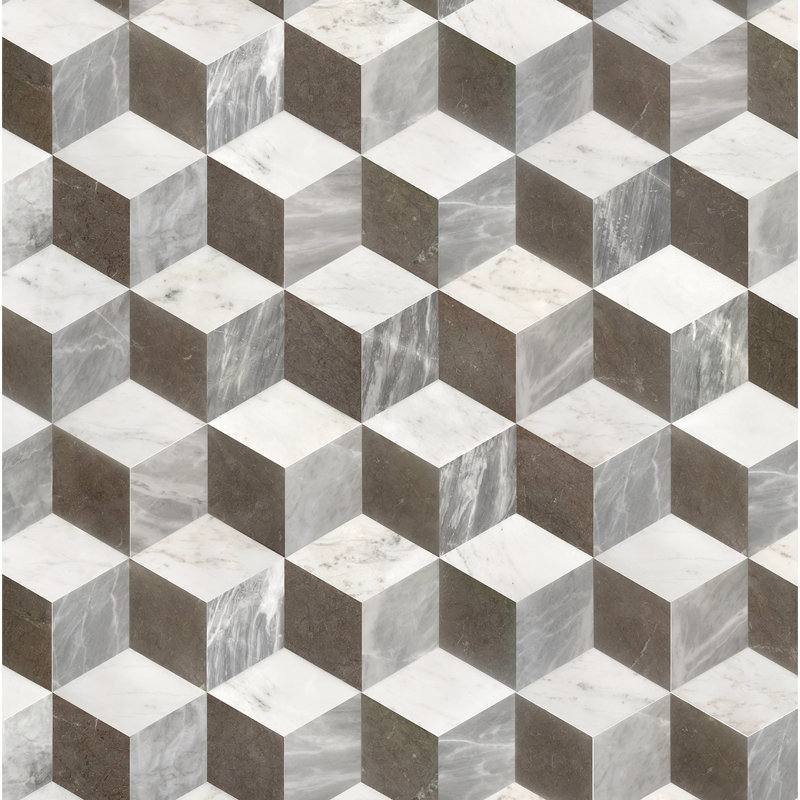 Marbre blanc hexagonal blanc et gris naturel - 0,71 po de hauteur, pour différentes décorations de plancher et de mur - blanc, profondeur 11,5 po, poli