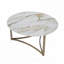 Table basse, plateau en pierre frittée et finition champagne