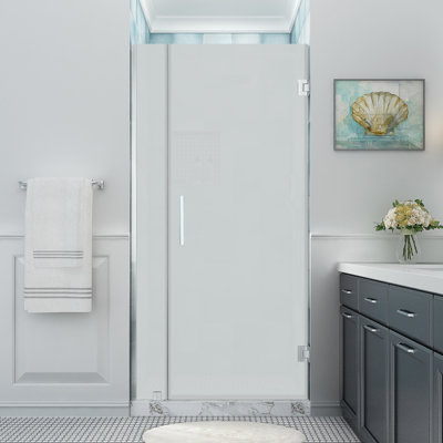 Belmore XL 28.25 - 29.25 in. W x 80 in. H Frameless Hinged Shower Door with StarCast Glass
