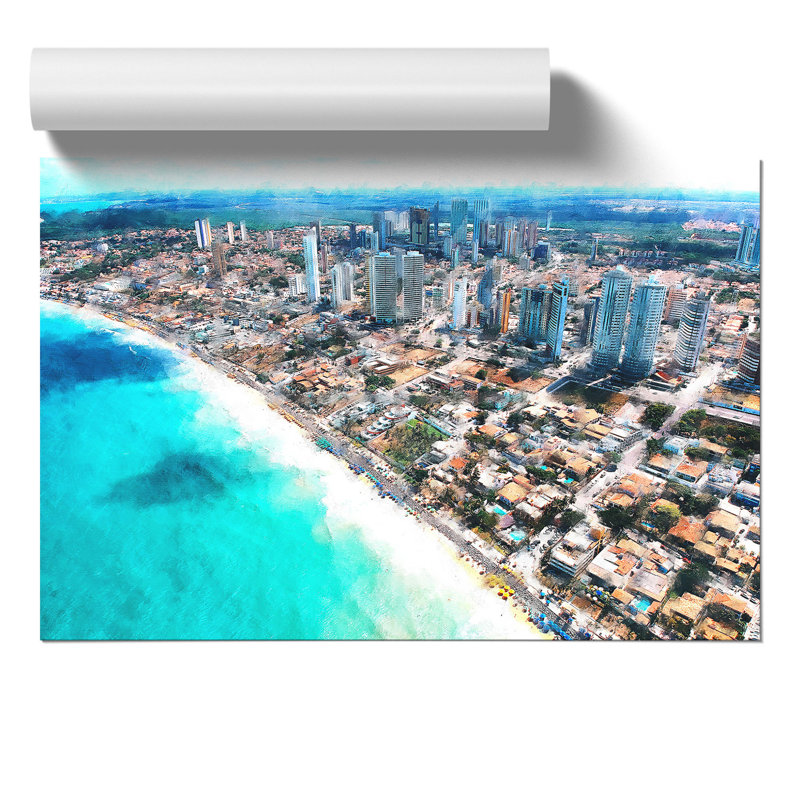 Skyline Of Ponta Negra In Brazil - No Frame Print, 21cm H x 30cm W x 0.1cm D