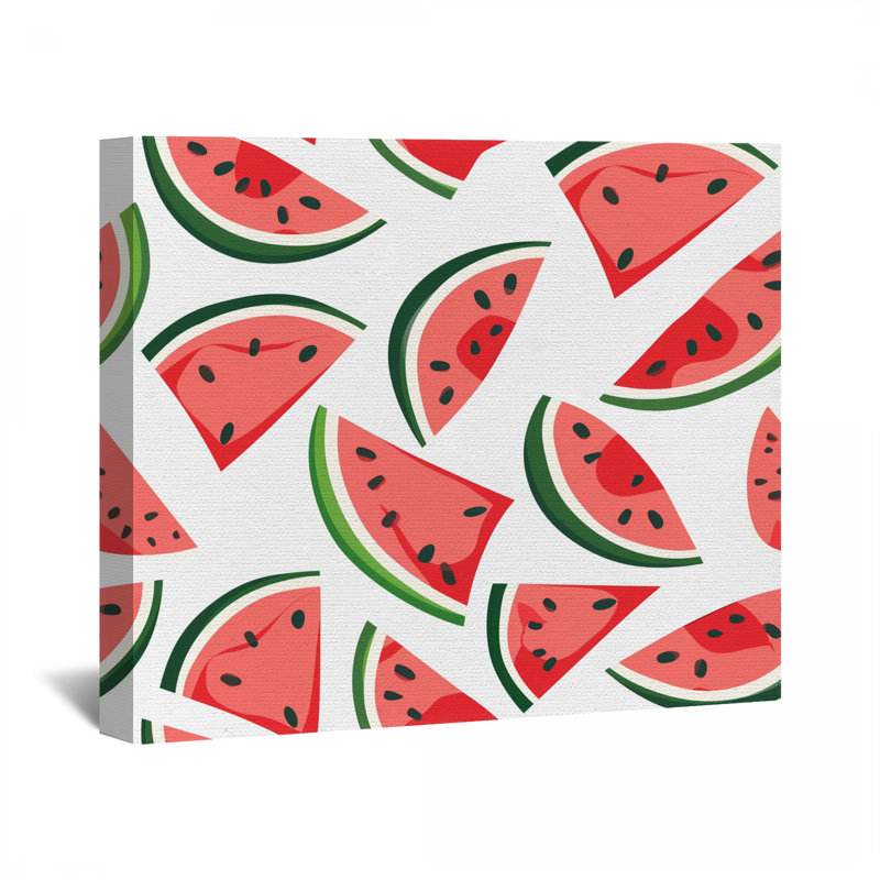 Décoration murale pastèque sur toile - fruit, H 20 po x l 30 po