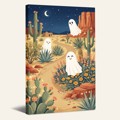 Adorables fantômes mignons près de Saguaro