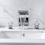 Robinet de lavabo de salle de bain chromé à cascade large à 2 poignées et 3 trous