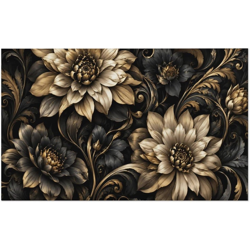 Serviette de plage florale noire dorée, serviette légère en microfibre à séchage rapide sans sable 50 x 60 po pour piscine, plage, douche, source chaude, yoga, voyage