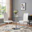 Modern Faux Leather Cantilever Dining Chairs with Chrome Base and Metal Handle (Set of 2)-1474587645