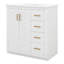 Meuble-lavabo de salle de bain 30 po avec lavabo, meuble-lavabo autoportant moderne avec 2 portes et 3 tiroirs, conception élégante à chevrons-283209623