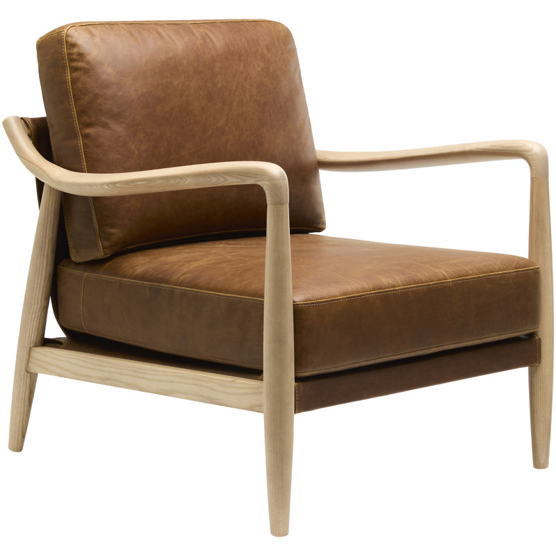 Becki Owens x Surya Gaviota Accent Chair, Brown Leather