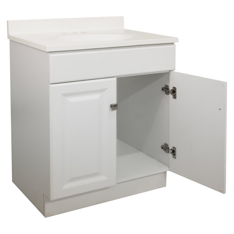 Wyndham 31 Inch Bathroom Vanity with Top, Ready to Assemble, White