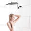 Pomme de douche en acier inoxydable 12 po avec bras d'extension réglable - échelle moderne