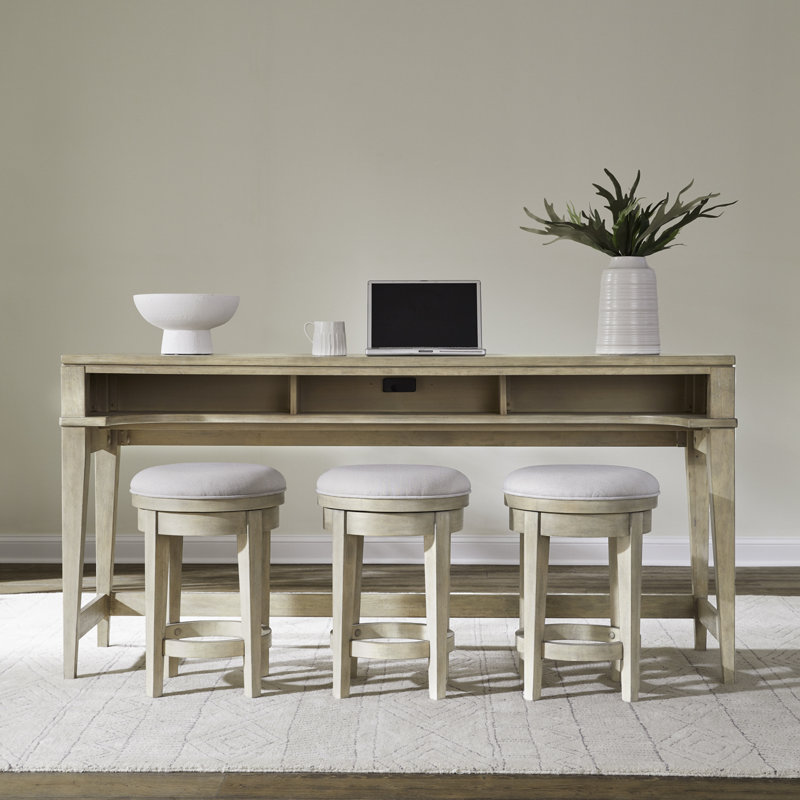 Console Chantee avec station de charge et 3 tabourets rembourrés