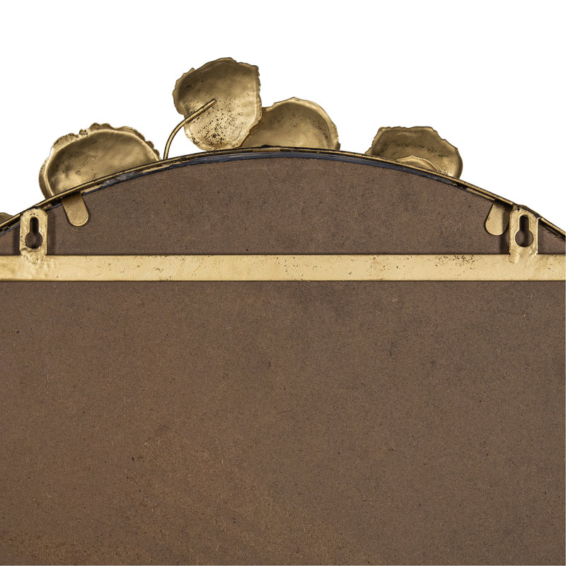 Miroir arqué 51,5 "x 29" avec détails en feuille d'or pour l'intérieur de la chambre à coucher murale pleine longueur