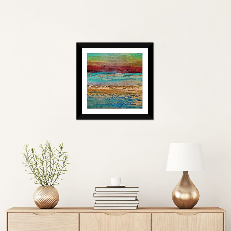 « côtier i » par alicia, reproduction d’impression sur toile tendue, H 16 po x l 16 po x P 1 po, Papier avec cadre noir