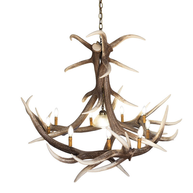 Lustre Elk 6 Antler - 9 Uplights 1 Downlight