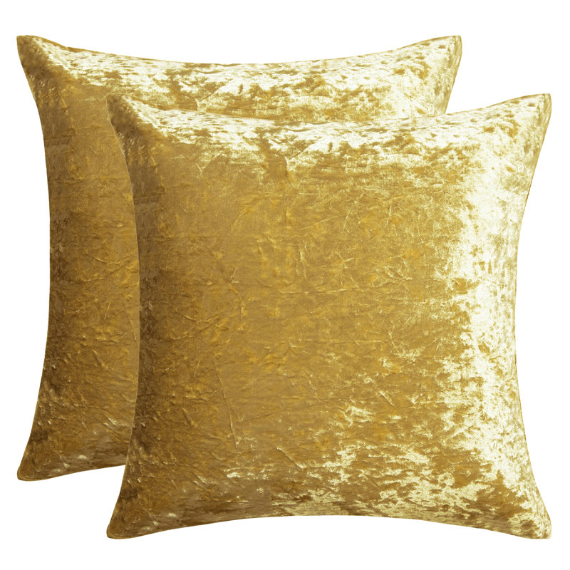Solid Colour Velvet Reversible Pillow Cover, Gold, 20" H x 20" W
