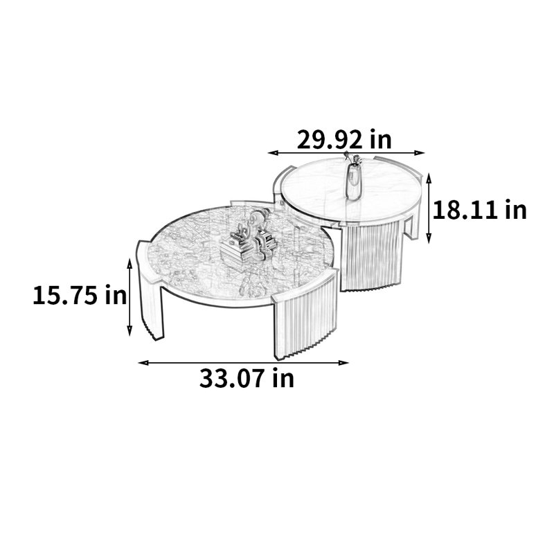 Italian Simple Marble Tea Table Set, Gray