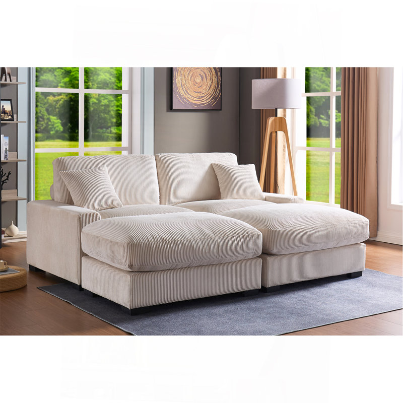 Canapé modulaire modulaire, canapé modulaire surdimensionné 4 places, tissu en velours côtelé avec 2 repose-pieds et 2 coussins, canapé modulaire modulaire pour le salon