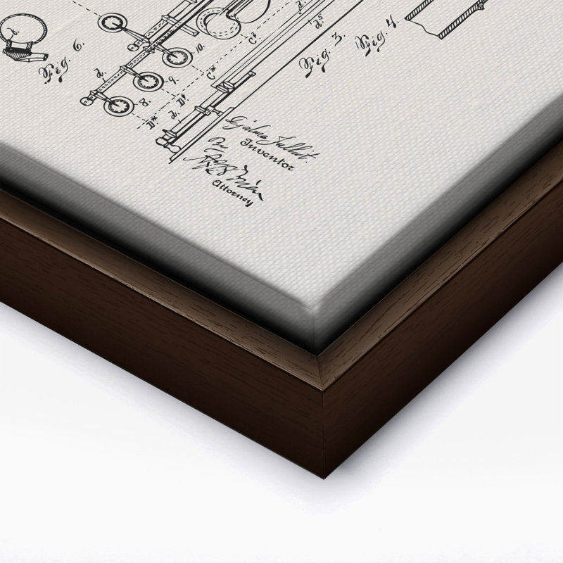 Plan de la flûte, Canvas, 18"H x 24"W, Brown Framed