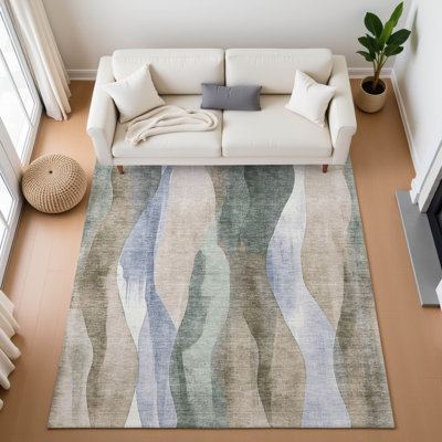 Premium Machine Washable Prado AMF1989 Waves Rug