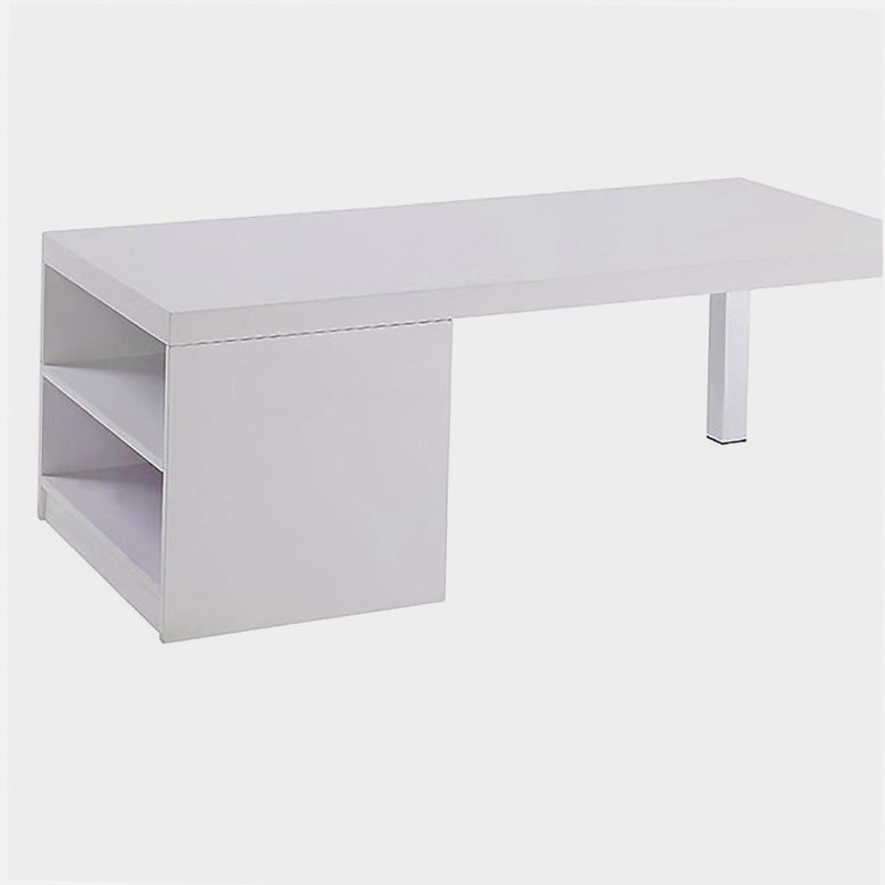 Table basse blanche ultrabrillante et chrome