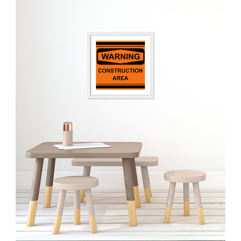 Avertissement 2 impression sur papier, H 22,5 po x l 22,5 po x P 0,63 po, Cadre blanc