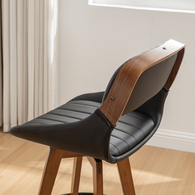 Tabourets de comptoir pivotants en similicuir, Tabouret de bar (siège d'une hauteur de 29,52 po), Noir