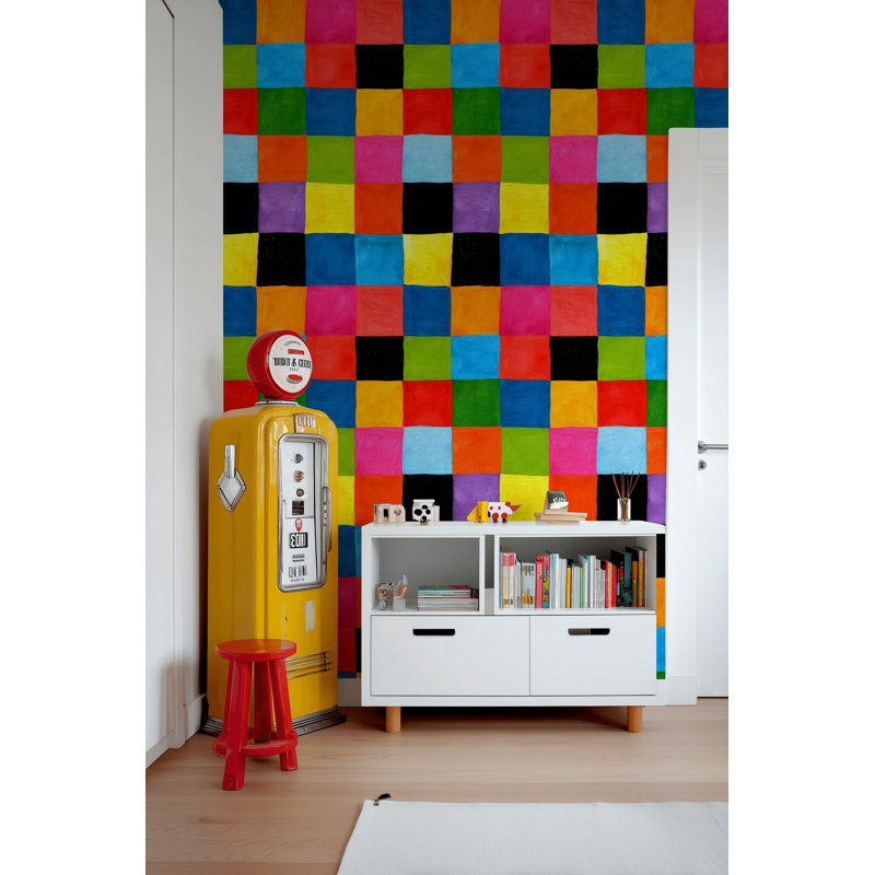 Papier peint adhésif moderne à blocs de couleur