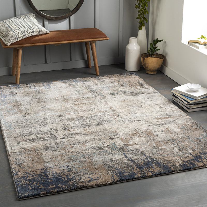 Brod Abstract Brown/Blue Area Rug, Rectangle 7'10" x 10'