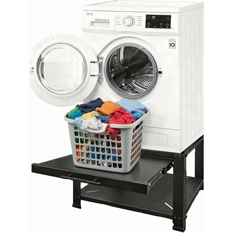 Caisson de lavage de 29 po de largeur pour laveuse et sécheuse, support de machine à laver universel, Noir