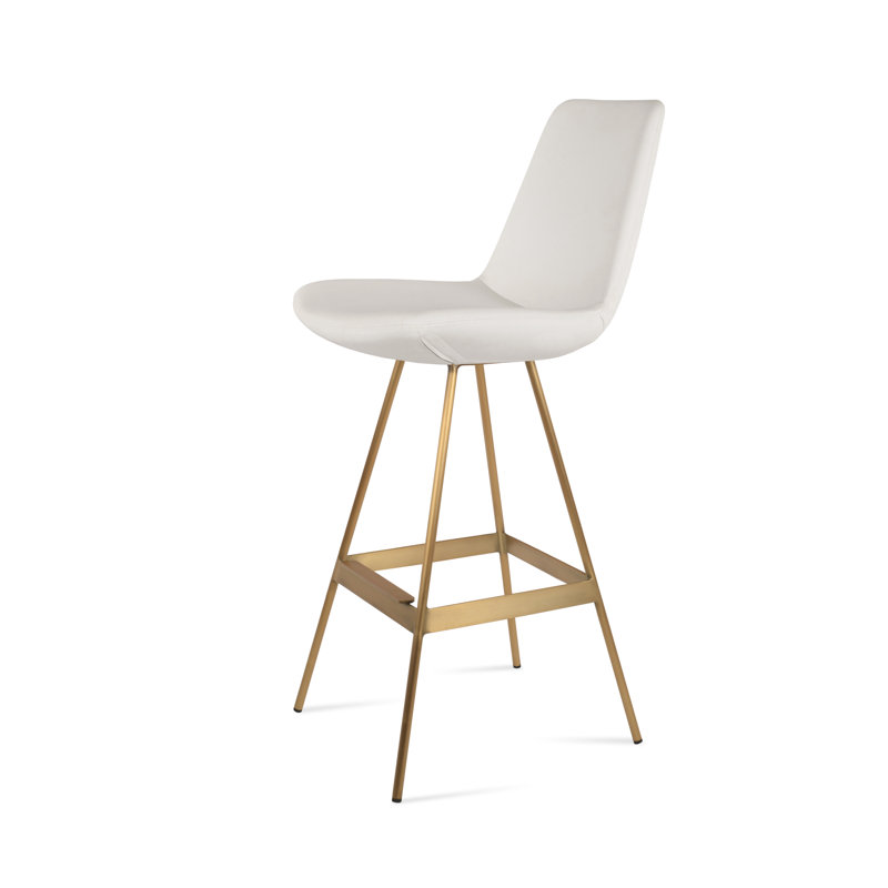 Eiffel Balat Stool, Ivory, Brass