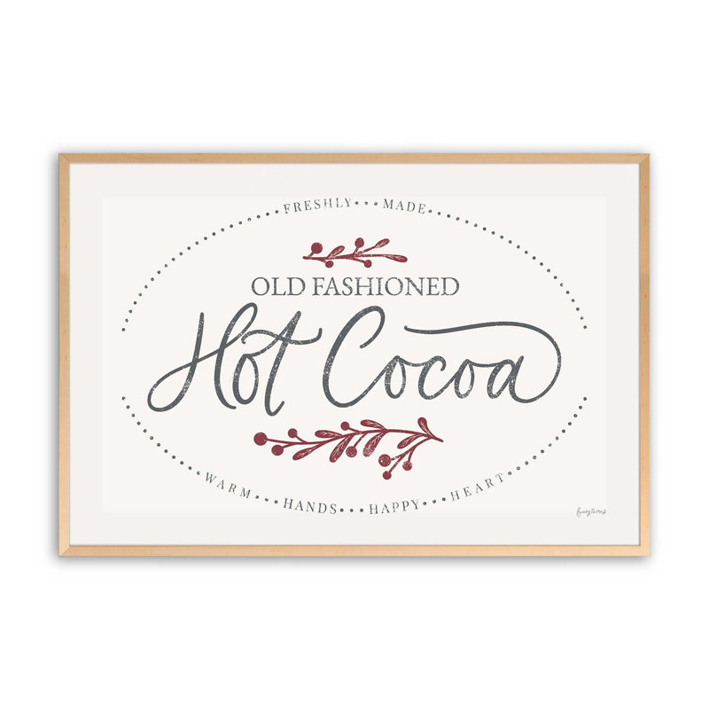Impression de signe «Hot Cocoa», Érable brut encadré, H 9 po x l 11 po x P 1,25 po