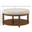 Grande table basse en lin massif de 32,5 po de largeur et 18 de hauteur, table basse rembourrée à utilisation polyvalente, L 32,5 po x l 32,5 po H 18 po, facile à assembler avec les outils fournis-129943133