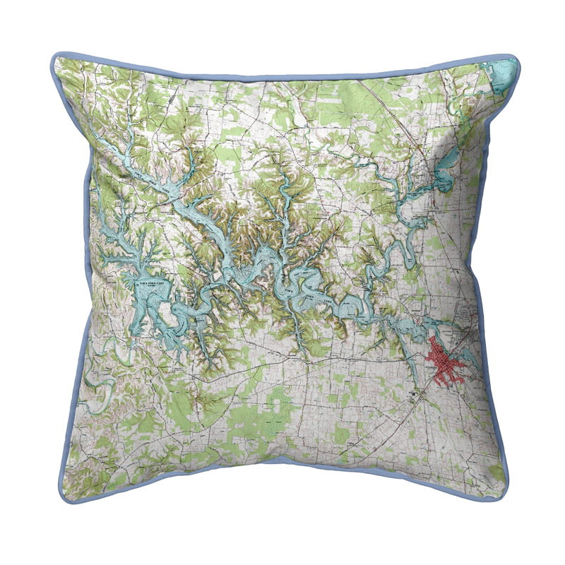 Coussin décoratif d’intérieur/d’extérieur à cordons pour lit intérieur/extérieur tim ford lake, 18 po x 18 po