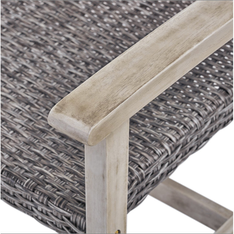 Causeuse en bois et osier Hampton, Gris / Kaki