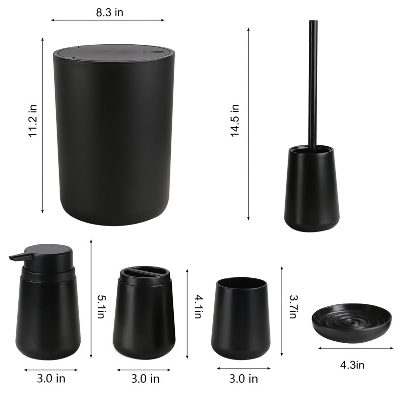 Ensemble d'accessoires de salle de bain Denitta, Noir