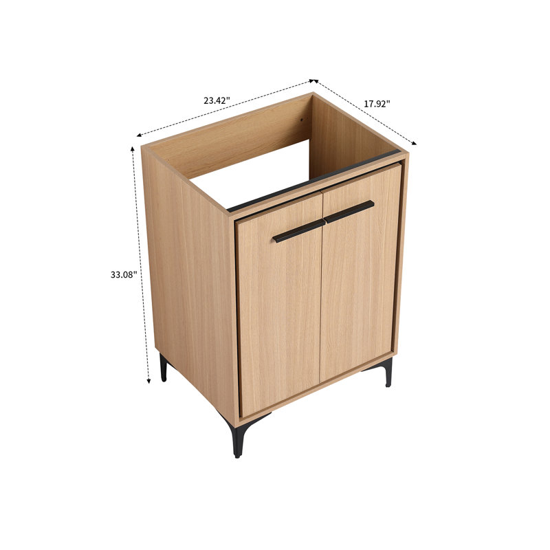 Base de meuble-lavabo simple 21,03 po Modern Modern avec tablette et pieds de protection pour salle de bain