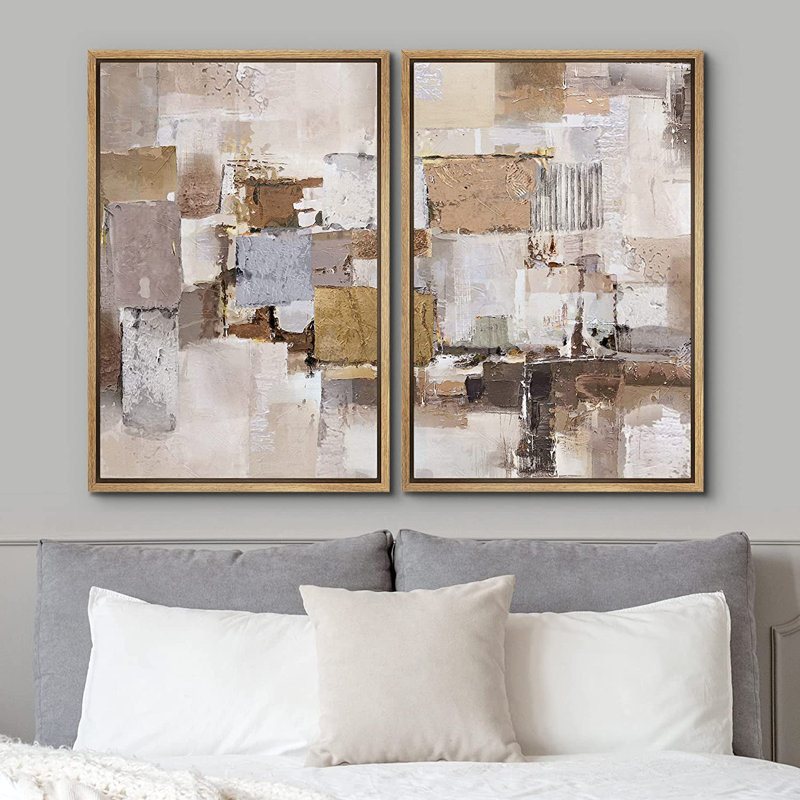 «Grunge Abstract Paint Stroke Effect Mid-Century Pastel», impression sur toile, H 16 po x l 24 po x P 2 po