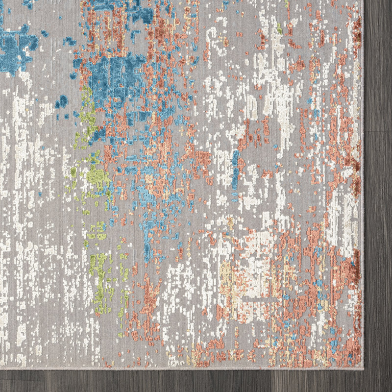 Lydian Abstract Area Rug in Gray, Runner 2'8" x 9'10"